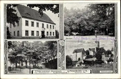Ak Frohburg in Sachsen, Etablissement Jägerhaus, Garten, Eingang, Schloss