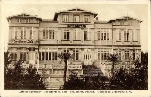 Ak Ostseebad Zinnowitz auf Usedom, Hotel Seeblick, Konditorei und Cafe