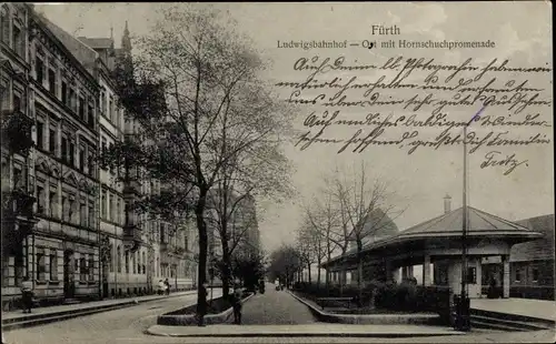 Ak Fürth in Bayern, Ludwigsbahnhof Ost mit Hornschuchpromenade