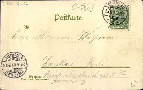 Litho Waldenburg in Sachsen, Fürstl. Seminar, Ortschaft