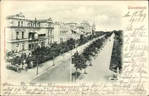 Ak Ostseebad Warnemünde Rostock, Moltkestraße