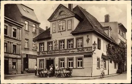 Ak Eisenberg im Saale Holzland Kreis, Zum Trompeterschlösschen, Butte, Bes. Rudolf Schwarze