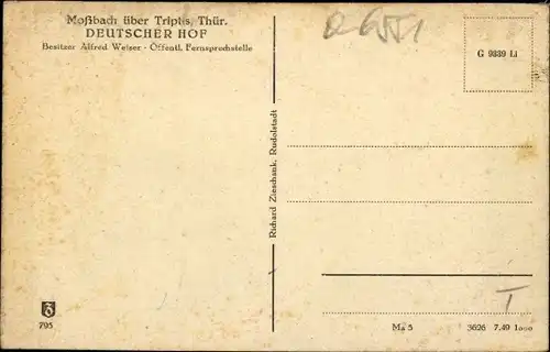 Ak Moßbach Thüringen, Blick auf Restaurant Deutscher Hof, Alfred Weiser