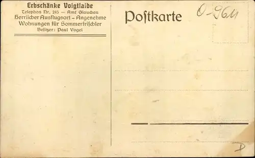 Ak Glauchau in Sachsen, Erbschänke Voigtlaide