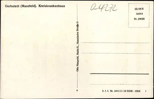 Ak Gerbstedt im Harzvorland, Kreiskrankenhaus, Außenansicht