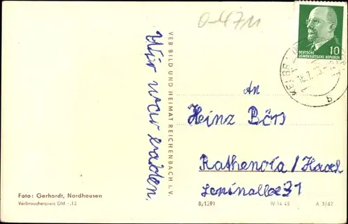 Ak Berga in Thüringen, Nordhäuser Straße, Freibad, Kyffhäuser Denkmal