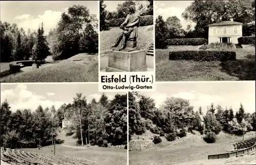 Ak Eisfeld in Thüringen, Otto-Ludwig-Garten, Statue