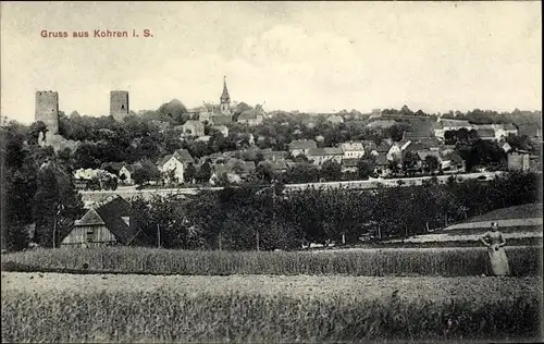 Ak Kohren Sahlis Frohburg Sachsen, Blick vom Feld auf die Stadt, Panorama