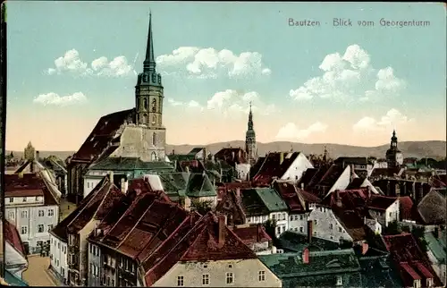 Ak Bautzen Sachsen, Blick vom Georgenturm, Stadtansicht