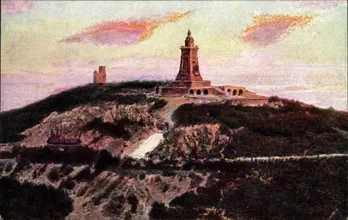 Ak Steinthaleben Kyffhäuserland in Thüringen, Kyffhäuser, Kaiser Wilhelm Denkmal, Abendstimmung