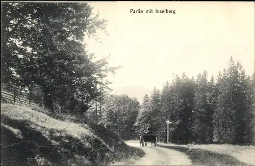 Ak Brotterode Trusetal in Thüringen, Partie mit Inselberg, Kutsche