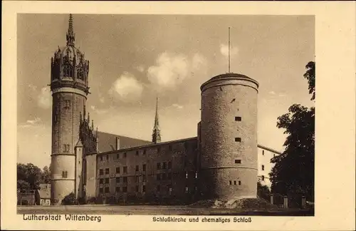 Ak Lutherstadt Wittenberg, Schlosskirche und ehemaliges Schloss