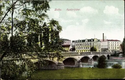 Ak Zeitz im Burgenlandkreis, Auebrücke