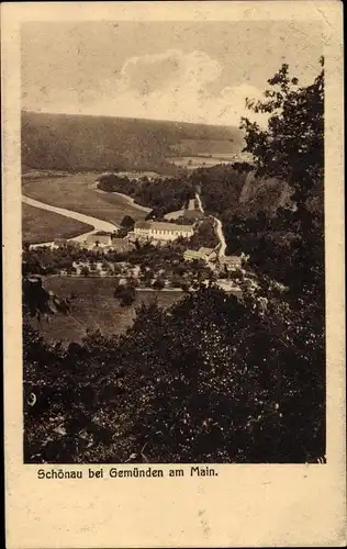 Ak Schönau Gemünden am Main, Panorama vom Ort