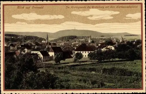 Ak Detmold in Nordrhein Westfalen, Grotenburg, Hermannsdenkmal, Panoramaansicht