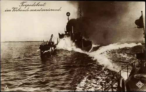 Ak Deutsche Kriegsschiffe, Torpedoboot im Verbande manövrierend, Kaiserliche Marine, PH Berlin 156