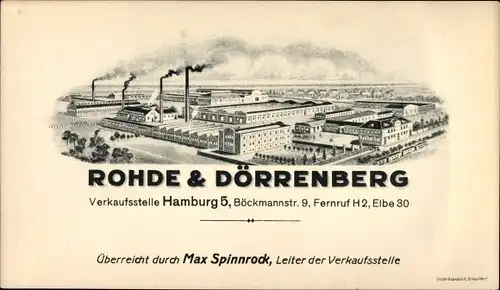 Ak Hamburg Mitte Sankt Georg, Verkaufsstelle Rohde & Dörrenberg, Maschinenbau Düsseldorf