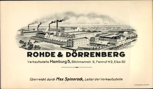 Ak Hamburg Mitte Sankt Georg, Verkaufsstelle Rohde & Dörrenberg, Maschinenbau Düsseldorf