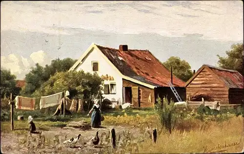 Künstler Ak Gerstenhauer, Johann, Georg, Niederlande, Dorfansicht