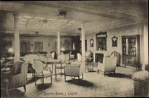 Ak Dampfschiff der HAPAG, Damensalon 1. Kajüte, Innenansicht