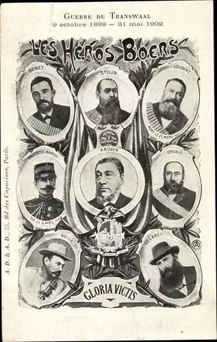 Ak Les Heros Boers, Guerre du Transwaal, Burenkrieg, Pauk Kruger, Joubert, Dewet, Steijn, Botha