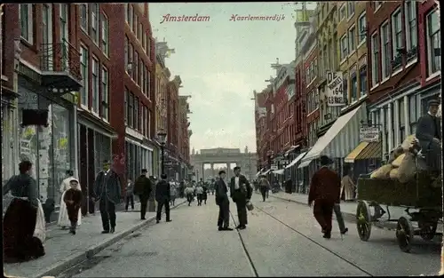 Ak Amsterdam Nordholland Niederlande, Haarlemmerdijk, Passanten