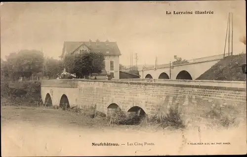 Ak Neufchâteau Lothringen Vosges, Les Cinq Ponts, Brücken