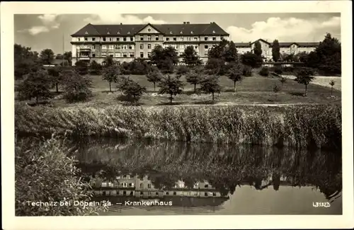 Ak Technitz Döbeln in Sachsen, Krankenhaus, Außenansicht, Feld, Fluss