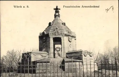 Ak Wœrth sur Sauer Woerth Wörth an der Sauer Elsass Bas Rhin, Französisches Armeedenkmal