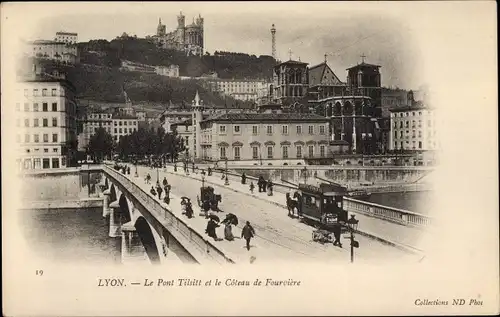 Ak Lyon Rhône, Le Pont Tilsitt et le Cóteau de Fourviére