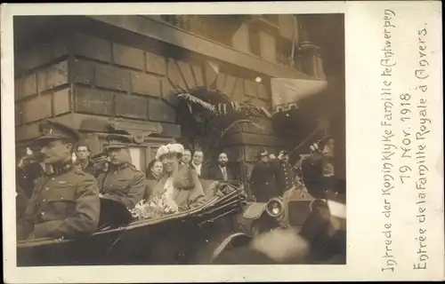 Foto Ak Anvers Antwerpen Flandern, Intrede der Koninklijke Familie te Antwerpen 19. Nov. 1918