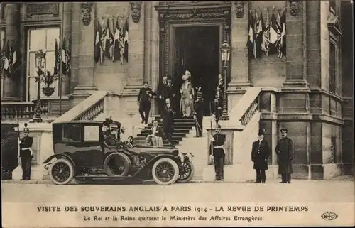 Ak Paris, Visite des Souverains Anglais, Le Roi et la Reine, Ministère des Affaires Etrangeres