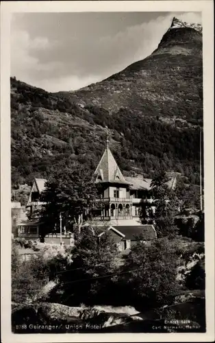 Ak Geiranger Norwegen, Union Hotel, Gebirge