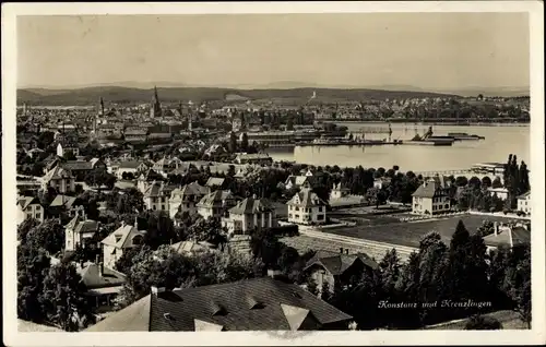 Ak Konstanz am Bodensee, Panorama mit Kreuzlingen