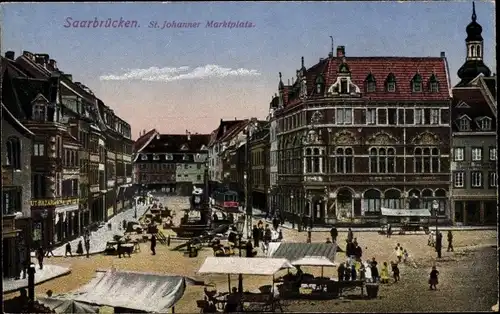 Ak St. Johann Saarbrücken im Saarland, St. Johanner Marktplatz