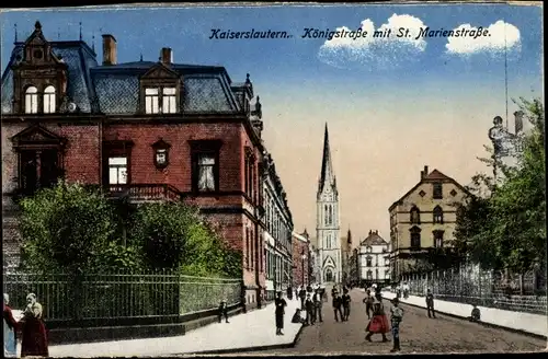 Ak Kaiserslautern in Rheinland Pfalz, Königstraße mit St. Marienstraße