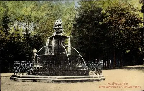 Ak Kaiserslautern in der Pfalz, Springbrunnen am Waldeingang