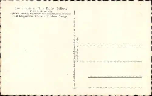 Ak Riedlingen an der Donau Württemberg, Teilansicht, Hotel Brücke