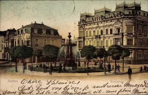 Ak Aachen in Nordrhein Westfalen, Kaiserplatz, Springbrunnen