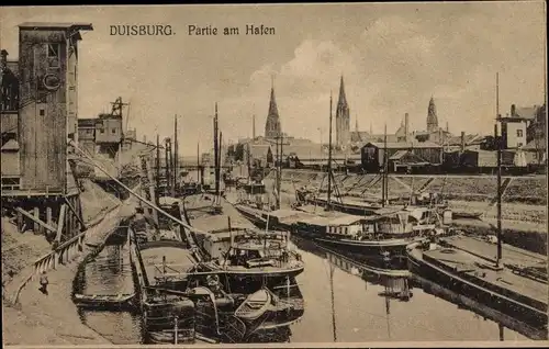 Ak Duisburg im Ruhrgebiet, Partie am Hafen