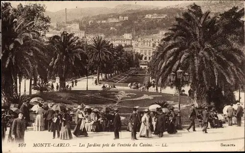 Ak Monte Carlo Monaco, Les Jardins pris de l'entrée du Casino