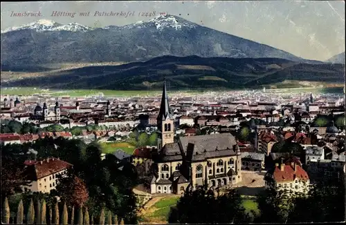 Ak Hötting Innsbruck in Tirol, Gesamtansicht mit Patscherkofel