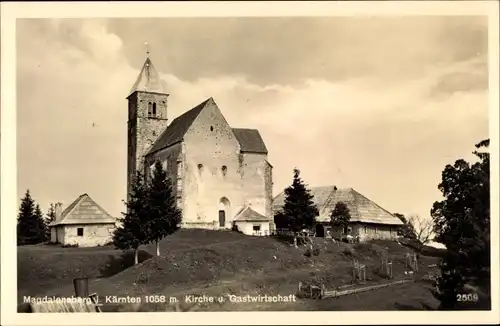 Ak Magdalenenberg Kärnten, Kirche und Gastwirtschaft