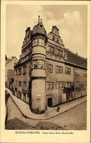 Ak Quedlinburg im Harz, altes Ecke Bockstraße