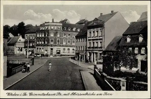 Ak Werdau in Sachsen, Crimmitschauer Str., Pleissenbrücke am Stern