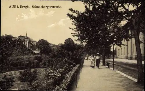 Ak Aue im Erzgebirge Sachsen, Schneeberger Straße