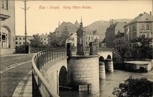 Ak Aue im Erzgebirge Sachsen, König Albert Brücke