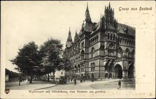 Ak Hansestadt Rostock, Wallstraße mit Ständehaus