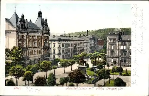 Ak Gera in Thüringen, Adelheidplatz, Hotel Frommater