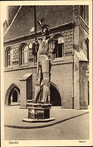 Ak Stendal in der Altmark, Roland, Statue